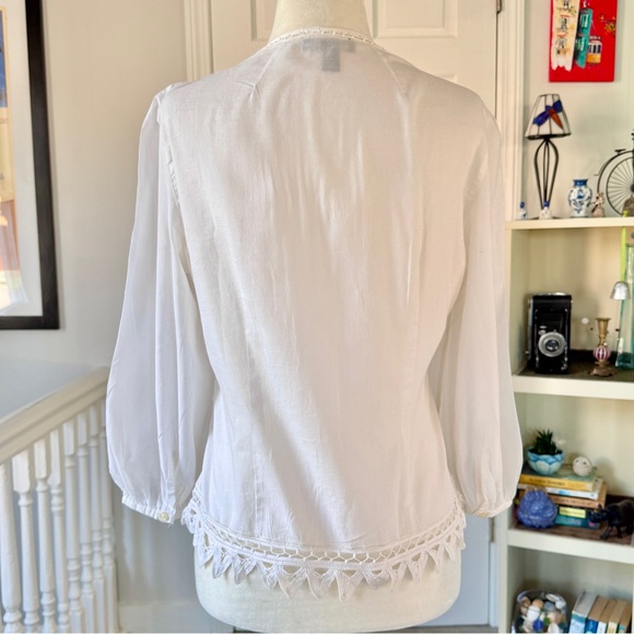 Vintage Lauren Ralph Lauren Elegant White Lace Blouse (size SP) - Picture 8 of 14